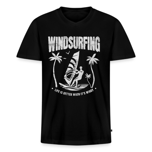 Männer Bio-T-Shirt mit V-Ausschnitt von Stanley & Stella - Schwarz