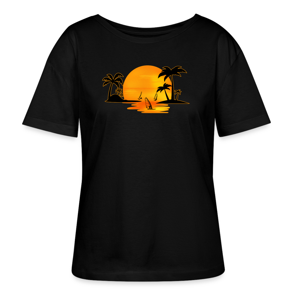 Relaxed Rundhals Frauen Bio-T-Shirt -sunset- - Schwarz