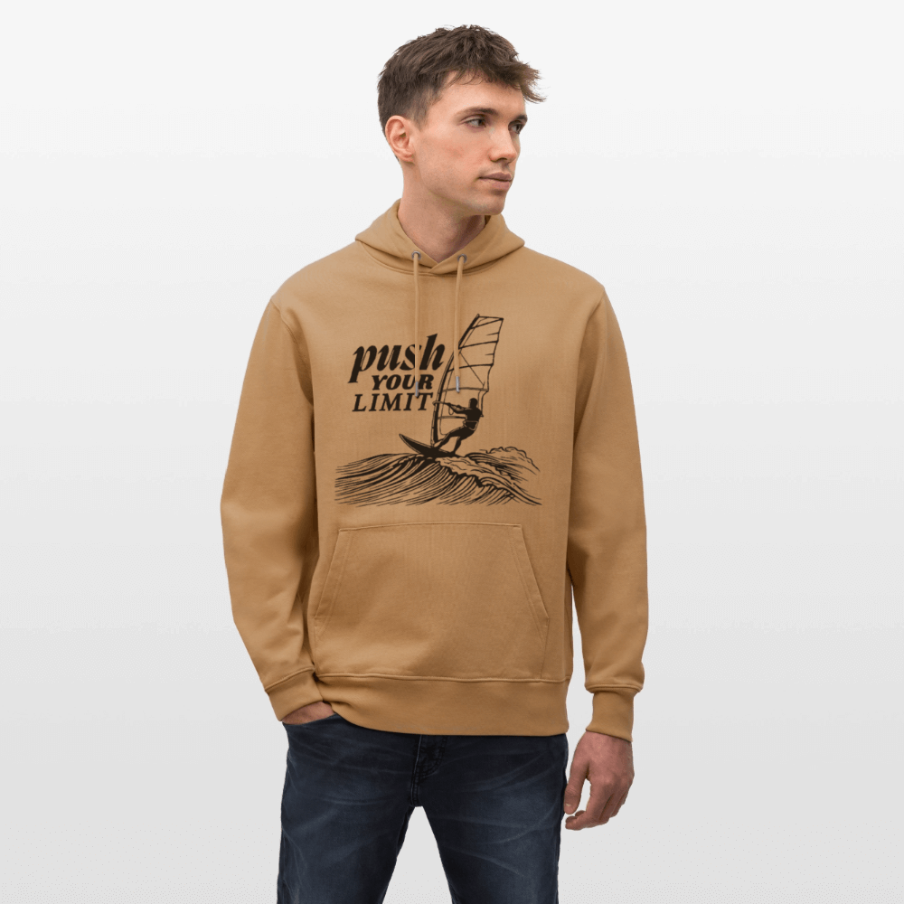 Bequemer Unisex Hoodie push im Windsurf Style - Karamell