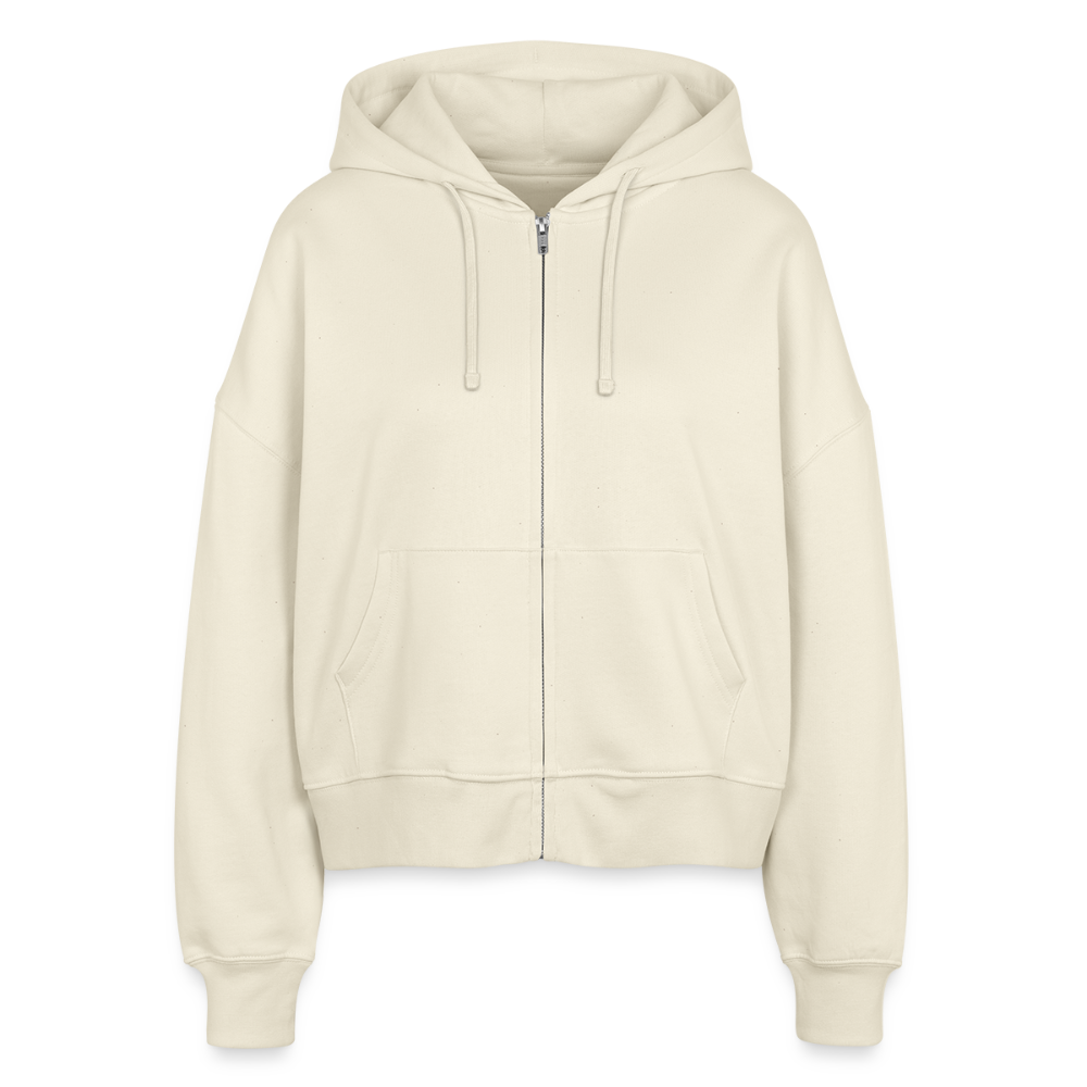Boxy Frauen Bio Zip Hoodie -summer beach- - Weißgrau