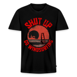 Männer Bio-T-Shirt mit V-Ausschnitt -shut up- - Schwarz