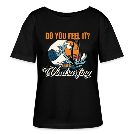 Relaxed Rundhals Frauen Bio-T-Shirt -do you feel it- - Schwarz