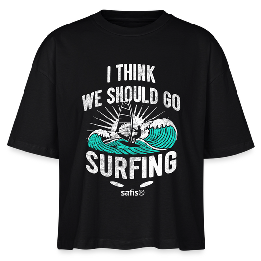 Windsurf Shirt Frauen Boxy Bio-T-Shirt Nova -surfing- - Schwarz safis®