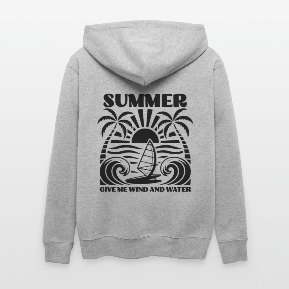 Geschenke Für Herren - Bio-Kapuzenjacke -give me wind and water - Grau meliert