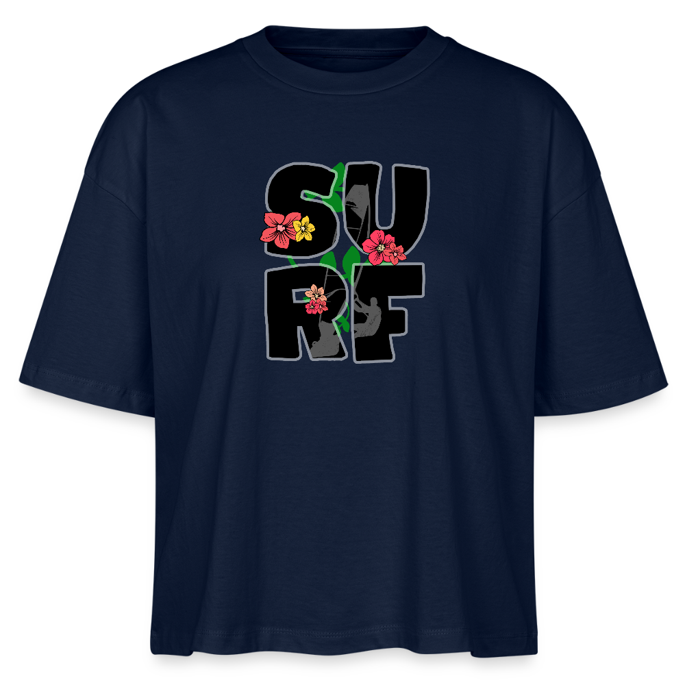 Frauen Boxy Bio-T-Shirt -surf girl- - Navy