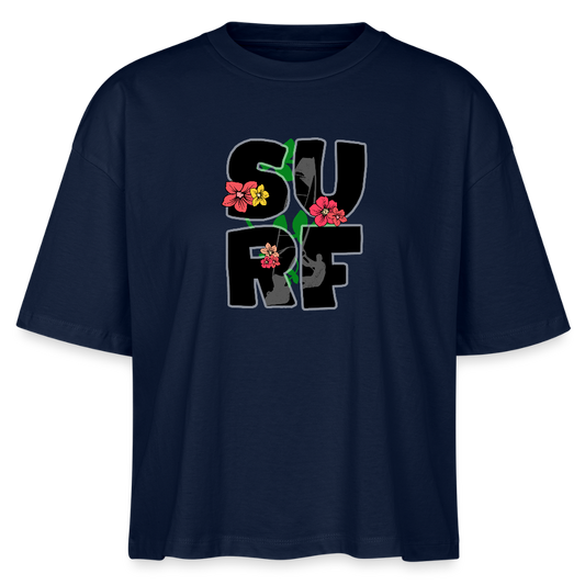 Frauen Boxy Bio-T-Shirt -surf girl- - Navy