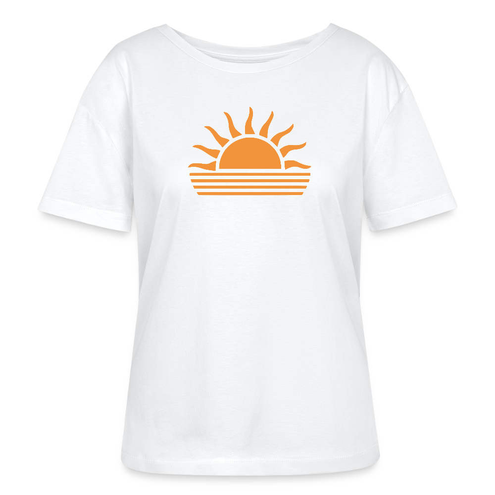 Relaxed Rundhals Frauen Bio-T-Shirt -sunset- - Weiß