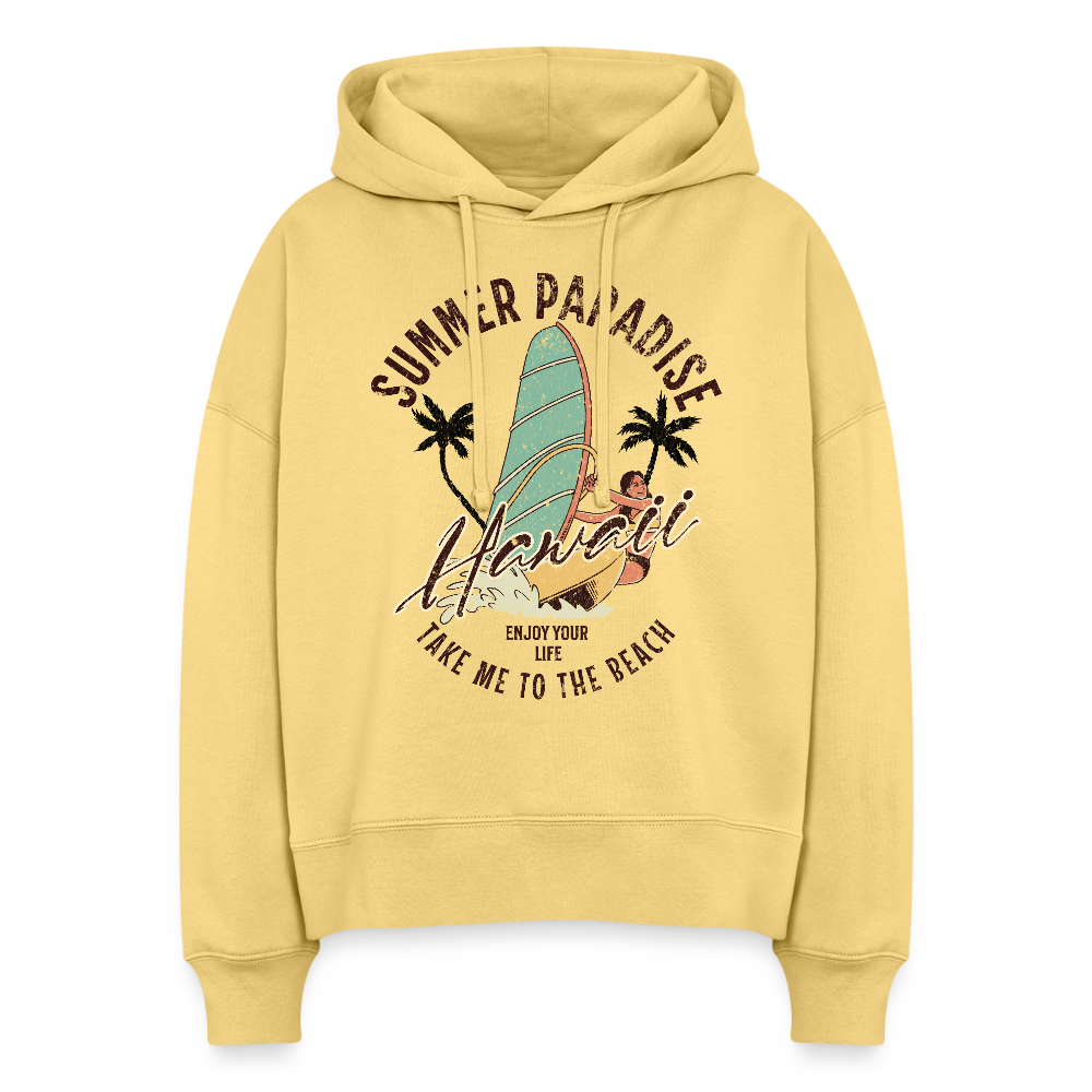 Boxy Frauen Bio Hoodie -enjoy life- - Hellgelb