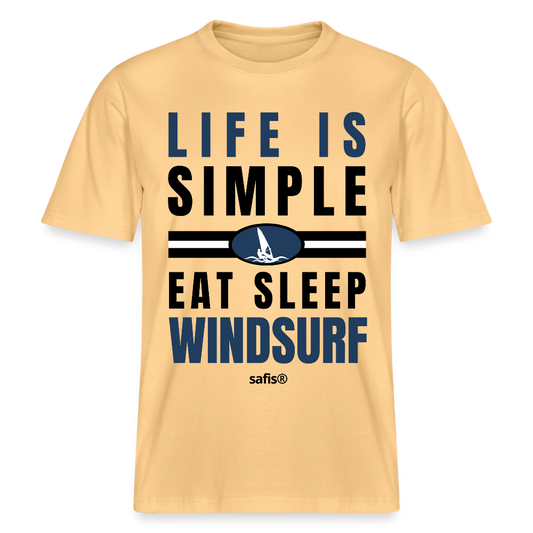Surfshirt Männer safis -eat sleep windsurf- Relaxed Fit Unisex Bio-T-Shirt - Hellgelb