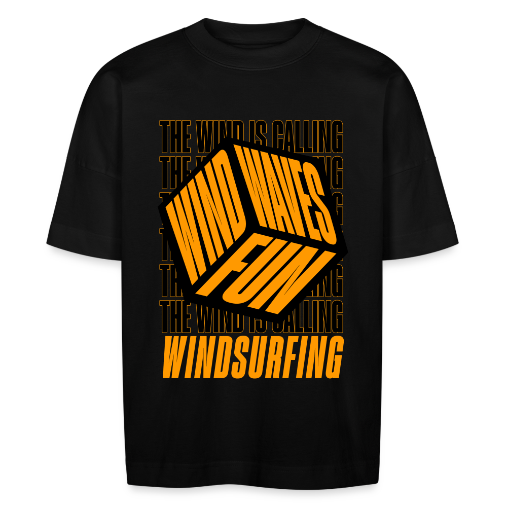 Unisex Oversize Bio-T-Shirt -wind waves fun- - Schwarz