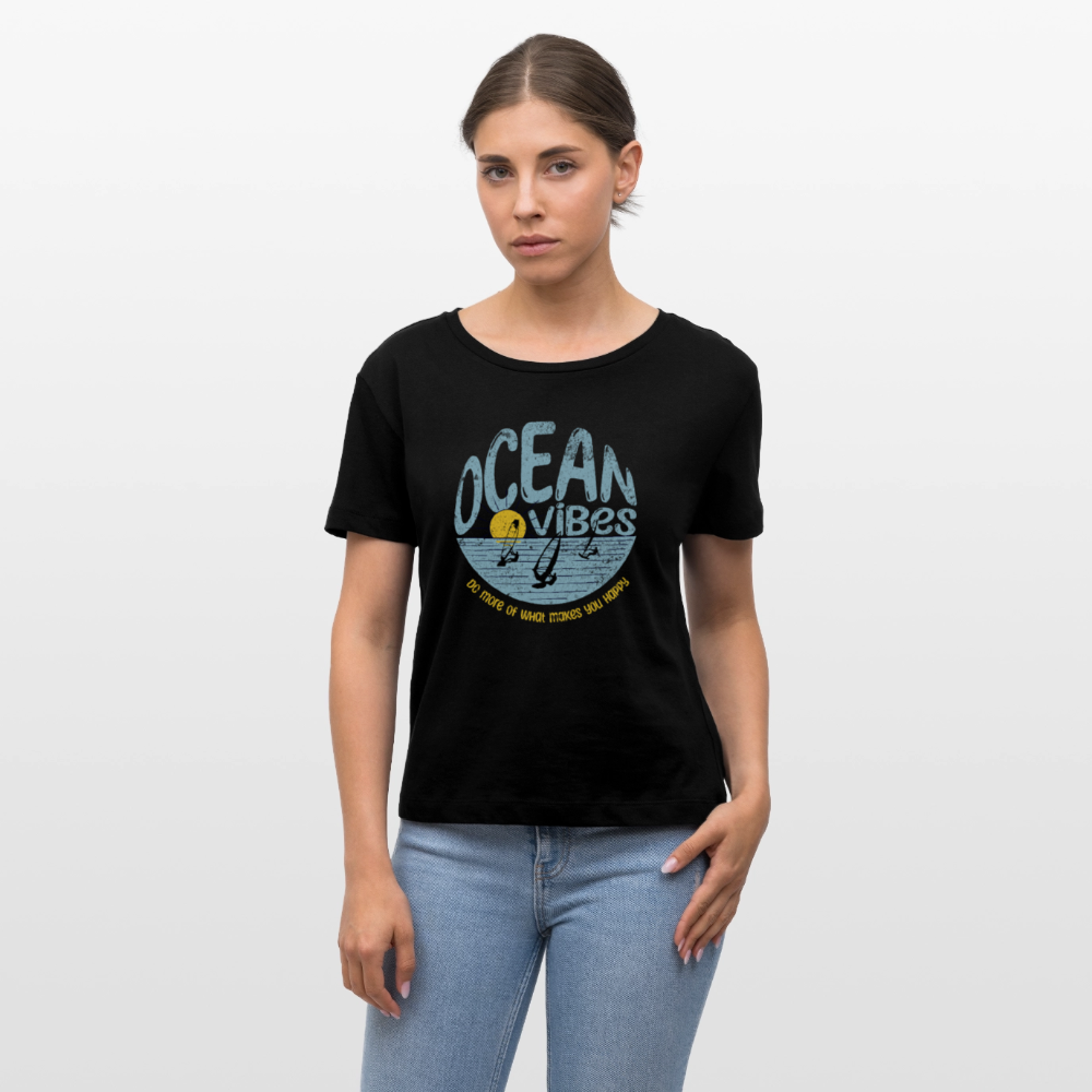Relaxed Rundhals Frauen Bio-T-Shirt -do more- - Schwarz