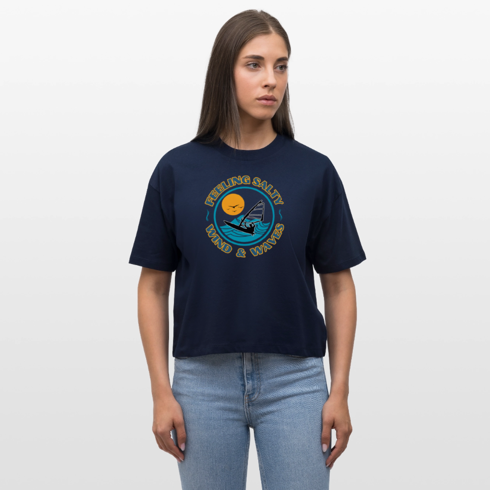 Frauen Boxy Bio-T-Shirt -feeling salty- - Navy