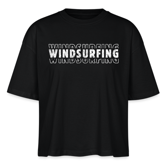 Frauen Boxy Bio-T-Shirt -windsurfing- - Schwarz
