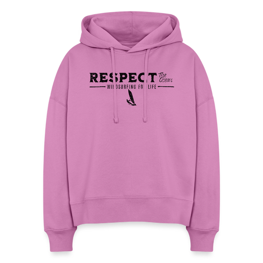 Windsurfen Kleidung - Boxy Frauen Bio Hoodie -respect- - Pink