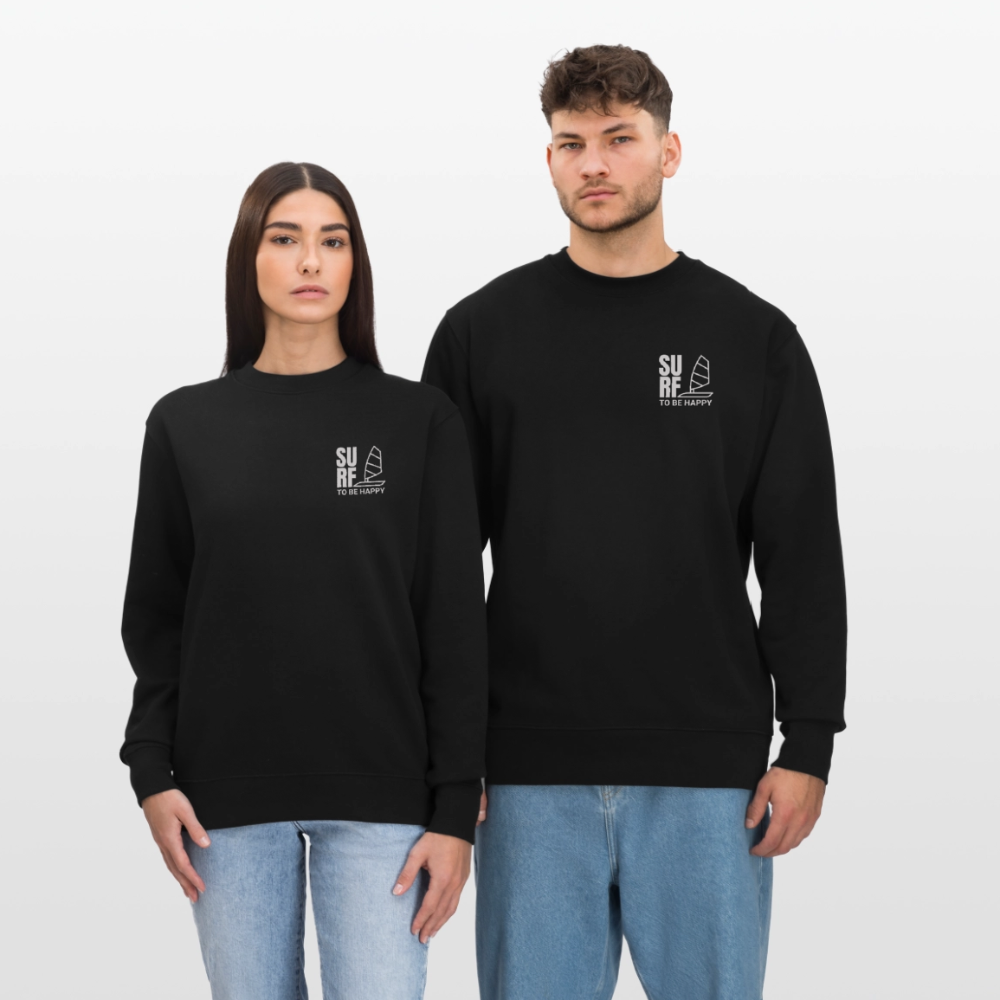 Männer Bio-Sweatshirt -surf to be happy- - Schwarz