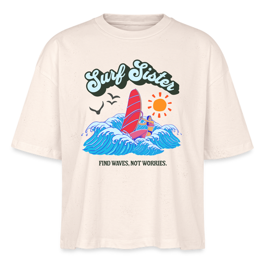Frauen Boxy Bio-T-Shirt -surf sister- - Naturweiß