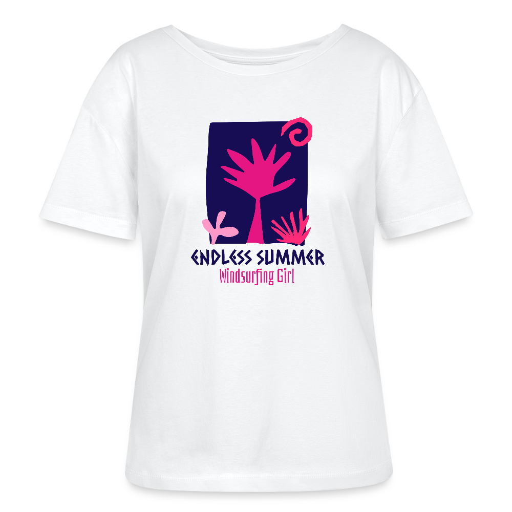 Relaxed Rundhals Frauen Bio-T-Shirt -endless summer- - Weiß