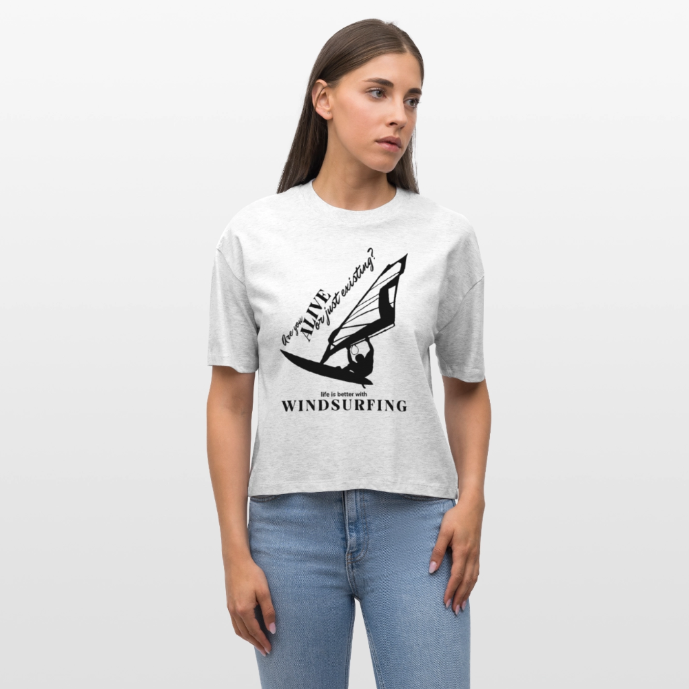 T Shirt Windsurf -are you alive- - Weiß meliert
