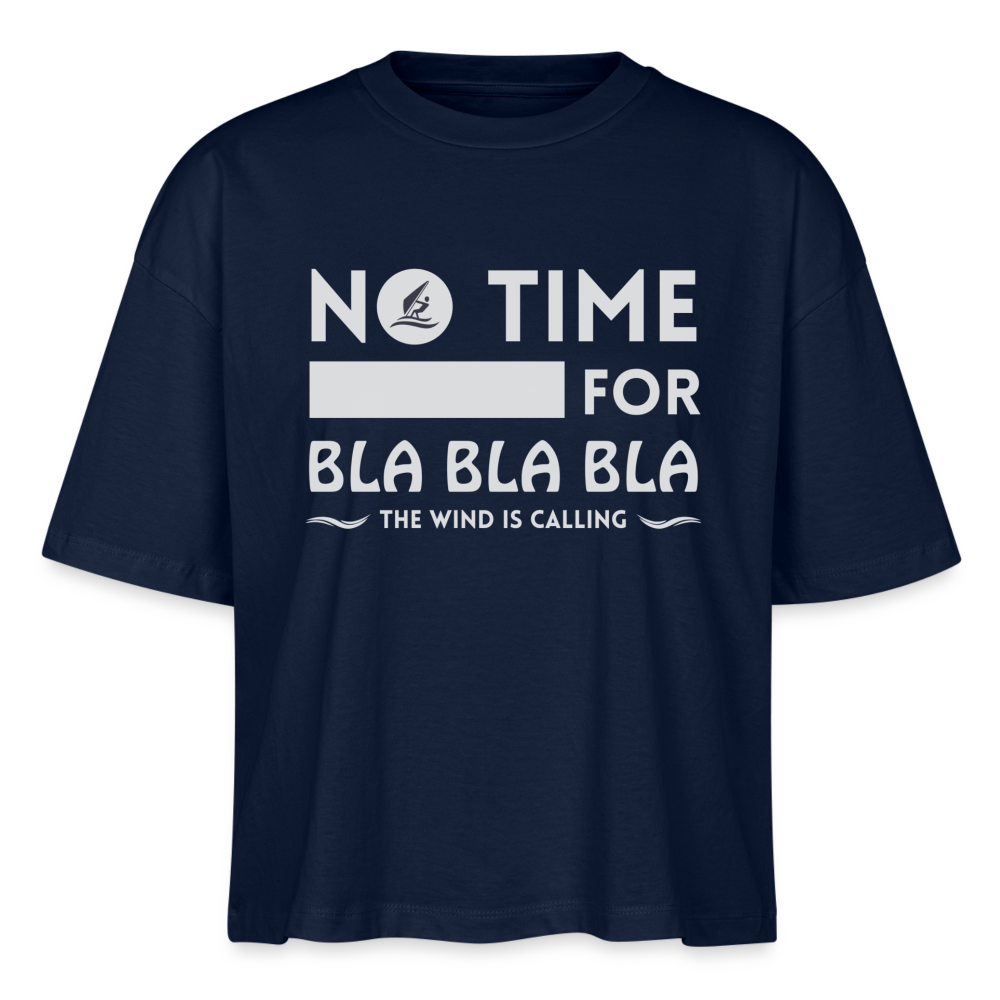 Frauen Boxy Bio-T-Shirt -bla bla bla- - Navy