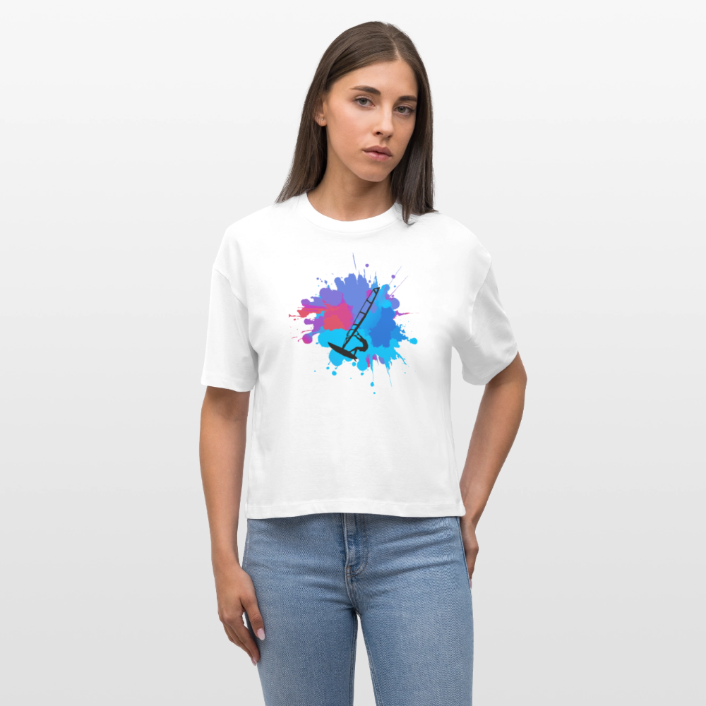 Frauen Boxy Bio-T-Shirt -Farbklecks- - Weiß