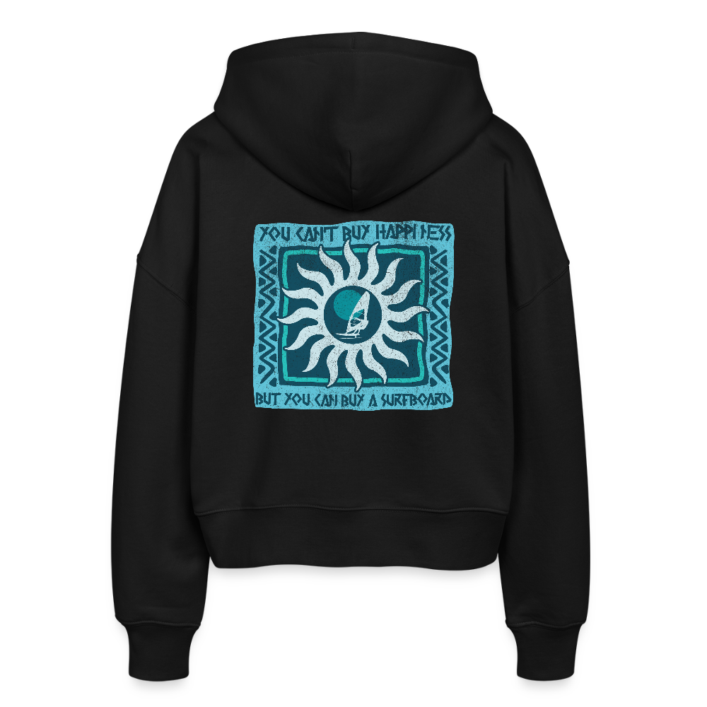 Boxy Frauen Bio Zip Hoodie -buy happiness- - Schwarz