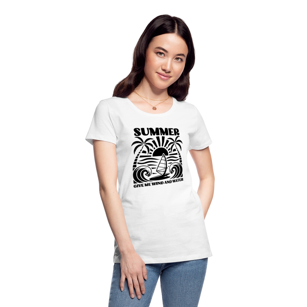 Safis Shop Frauen Premium Bio T-Shirt -give me wind and water- - Weiß