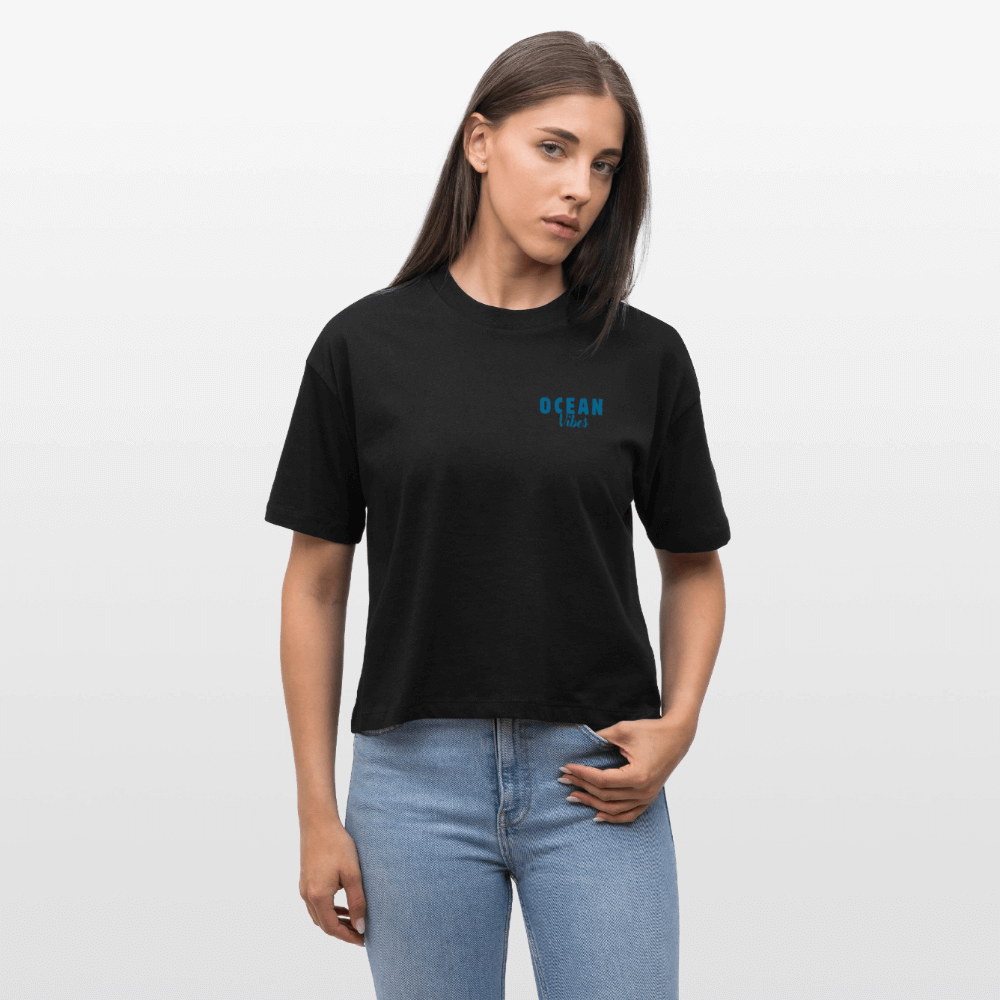 Frauen Boxy Bio-T-Shirt Nova -happiest- - Schwarz