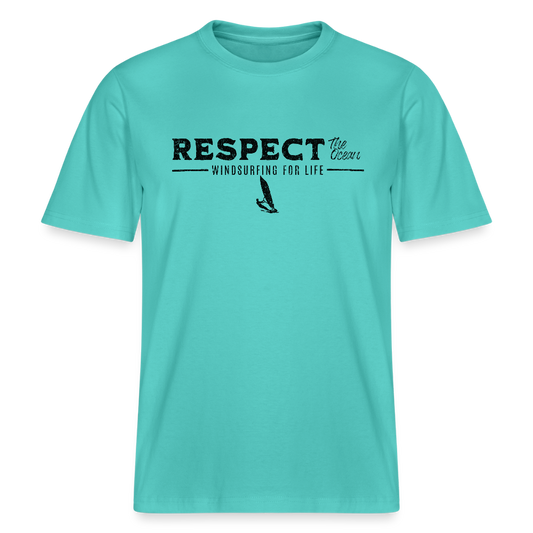 Surfstyles - Relaxed Fit Unisex Bio-T-Shirt -respect- - Poolblau