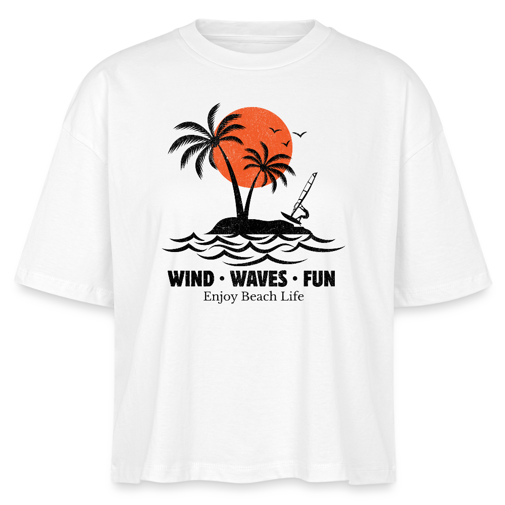 Frauen Boxy Bio-T-Shirt -enjoy life- - Weiß