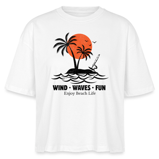 Frauen Boxy Bio-T-Shirt -enjoy life- - Weiß