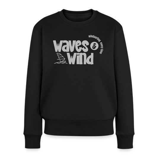 Frauen Premium Pullover -waves & wind- - Schwarz