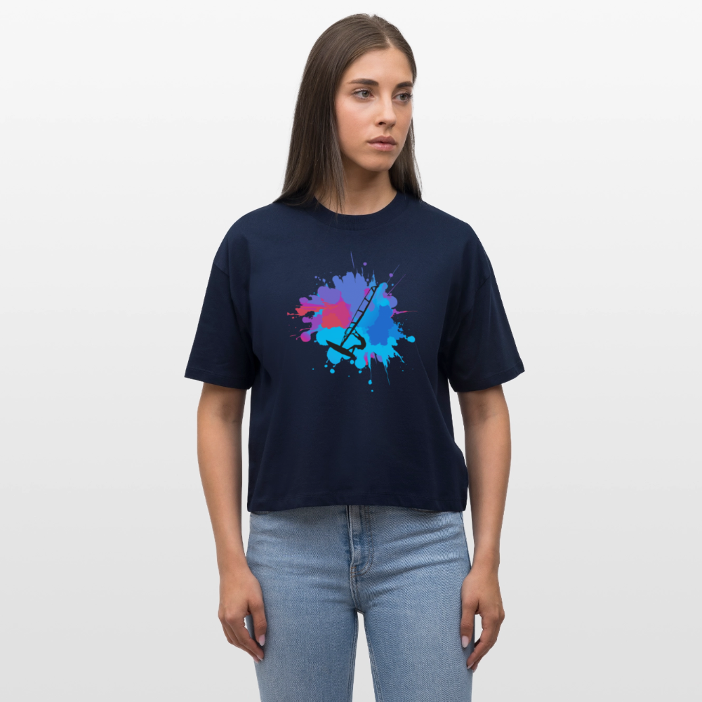 Frauen Boxy Bio-T-Shirt -Farbklecks- - Navy