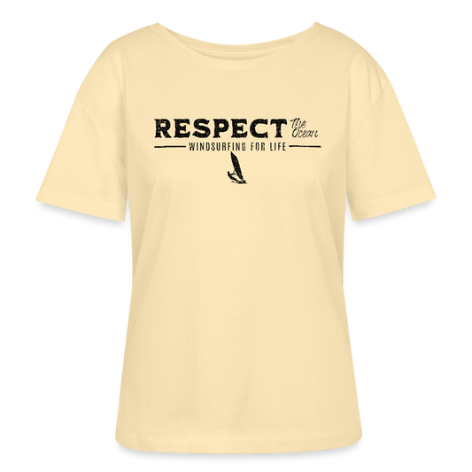 Windsurfen Kleidung - Relaxed Rundhals Frauen Bio-T-Shirt -respect- - Creme