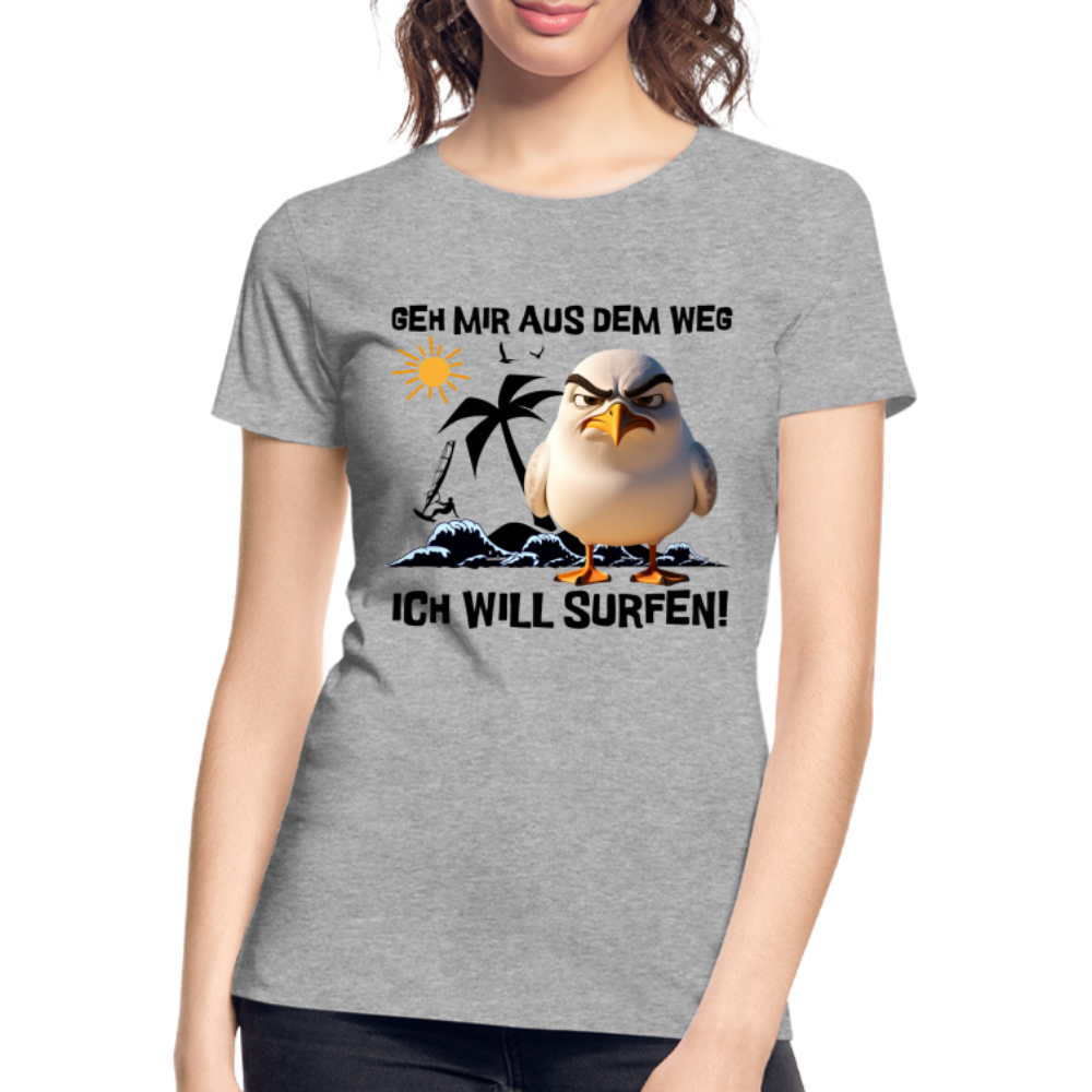 Frauen Premium Bio T-Shirt -ich will surfen- - Grau meliert
