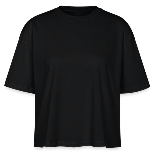 Frauen Boxy Bio-T-Shirt -never know- - Schwarz