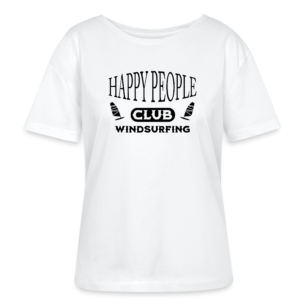 Relaxed Rundhals Frauen Bio-T-Shirt -happy people- - Weiß