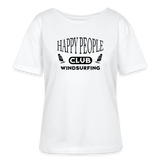 Relaxed Rundhals Frauen Bio-T-Shirt -happy people- - Weiß