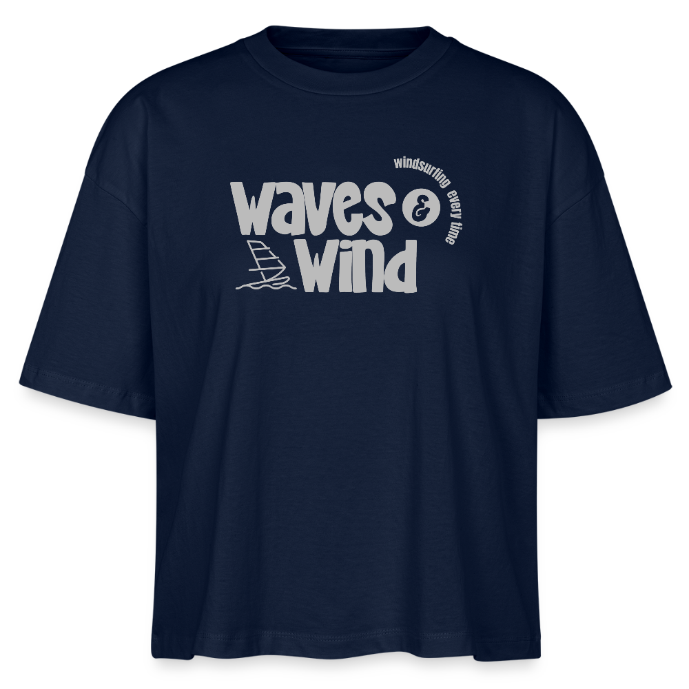 Frauen Boxy Bio-T-Shirt -waves & wind- - Navy
