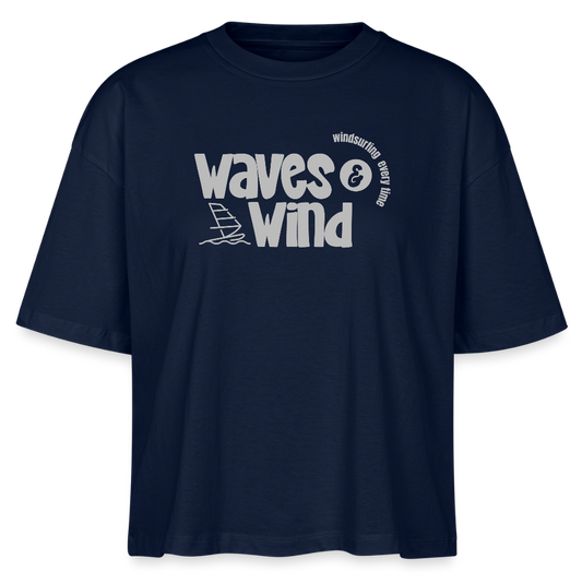 Frauen Boxy Bio-T-Shirt -waves & wind- - Navy