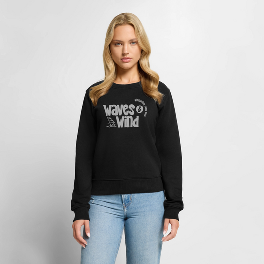 Frauen Premium Pullover -waves & wind- - Schwarz