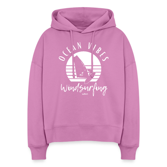 Boxy Frauen Bio Hoodie Nora -ocean vibes sunset- - Pink