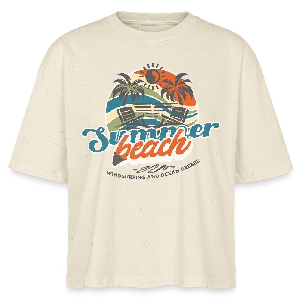 Frauen Boxy Bio-T-Shirt -summer beach- - Weißgrau