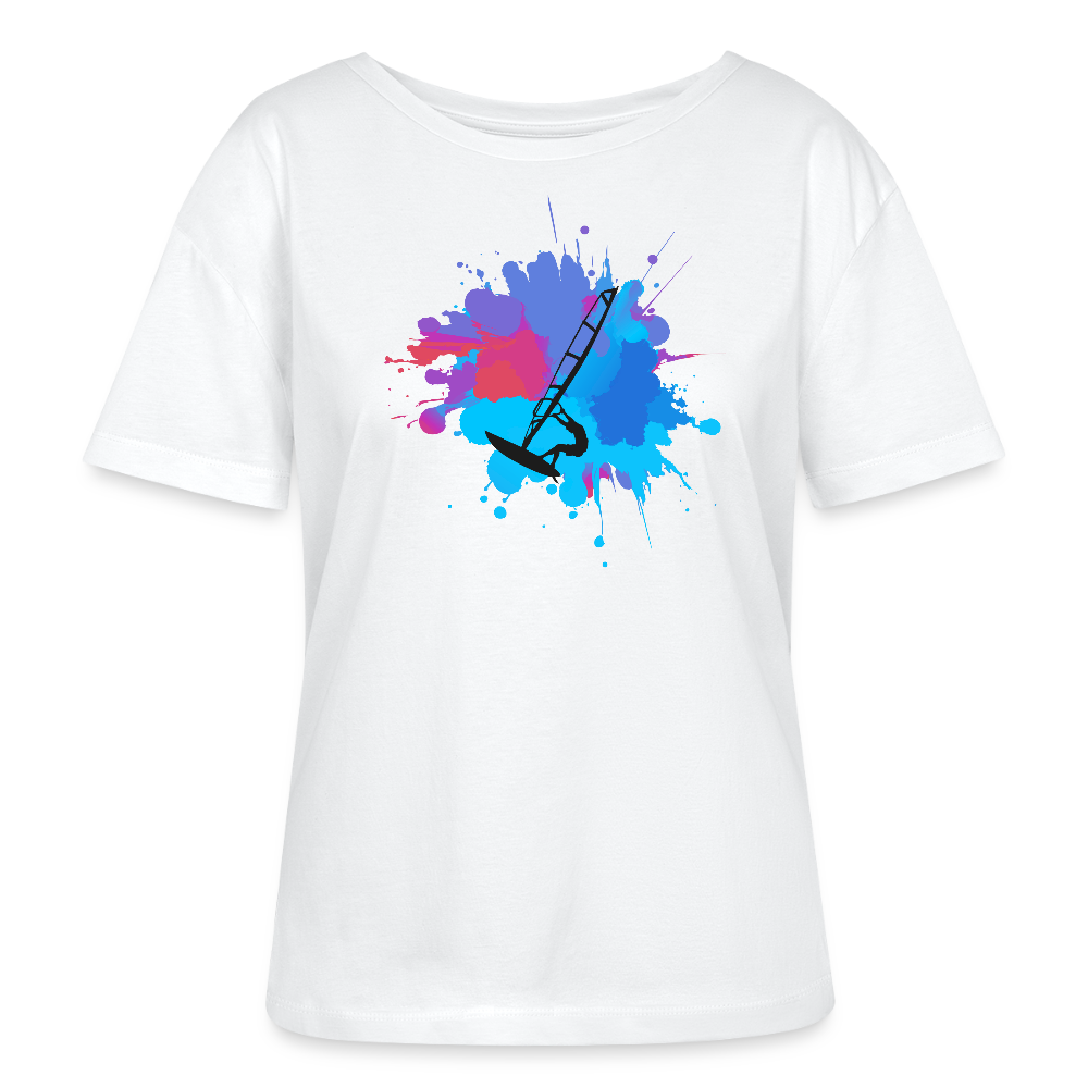 Relaxed Rundhals Frauen Bio-T-Shirt -Farbklecks- - Weiß