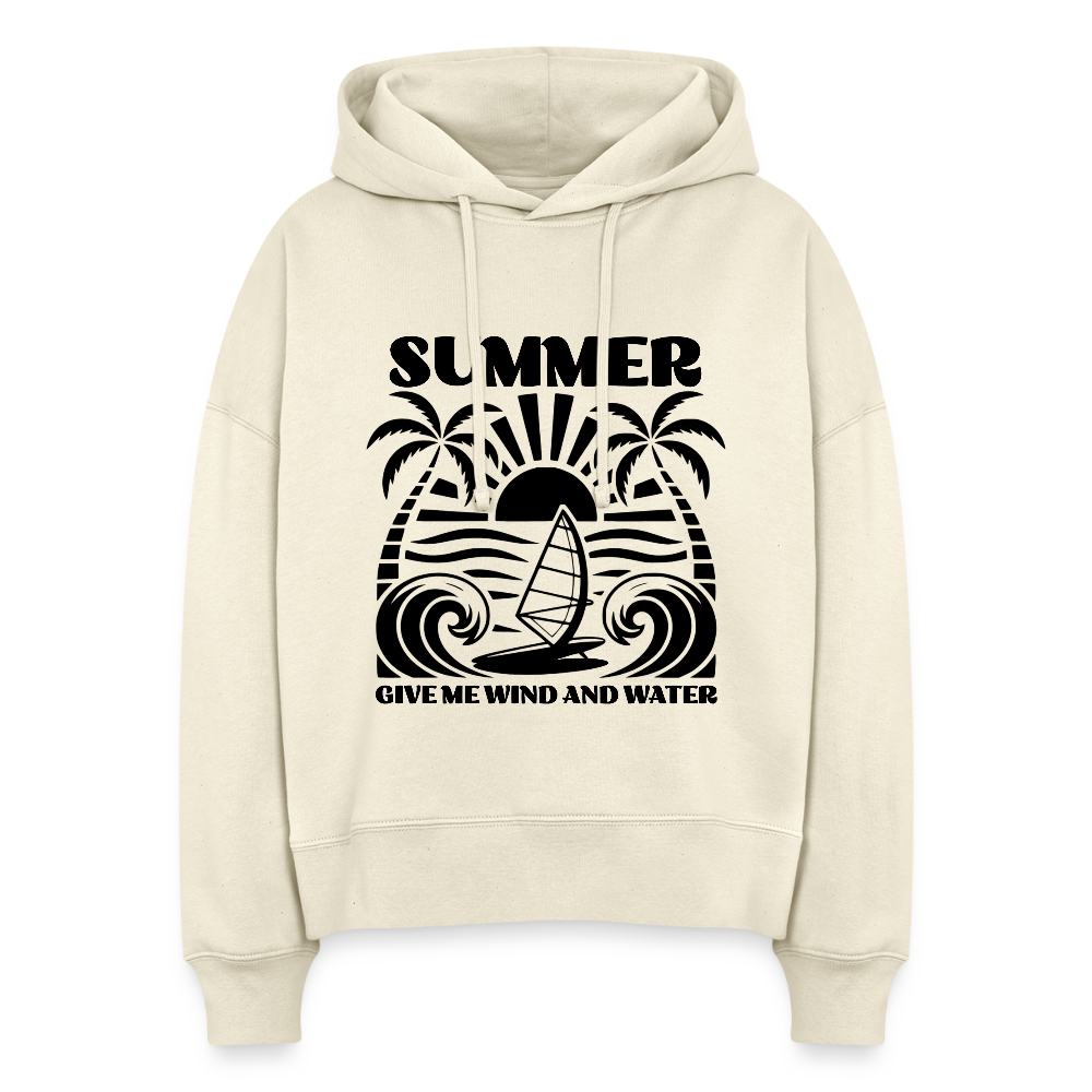 Safis Shop Frauen Bio Hoodie Nora -give me wind and water- - Weißgrau