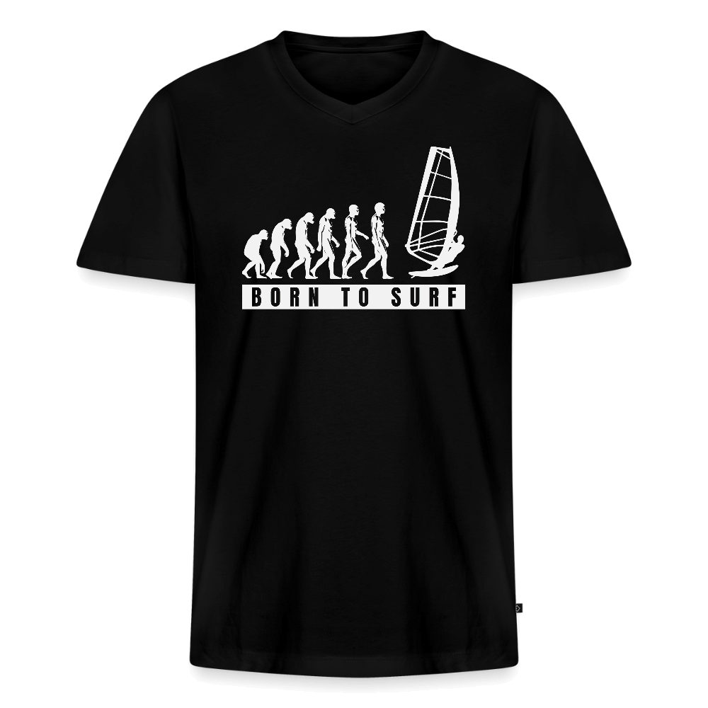 Windsurfer geschenk T-Shirt mit V-Ausschnitt -evolution- - Schwarz
