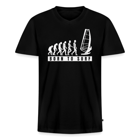 Windsurfer geschenk T-Shirt mit V-Ausschnitt -evolution- - Schwarz