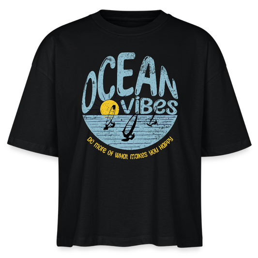 Frauen Boxy Bio-T-Shirt -do more- - Schwarz