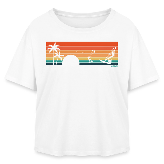 safis® Nachhaltige Windsurf-Kleidung -sunset- Relaxed Fit Frauen Modal Cotton T-Shirt von Stanley/Stella - Weiß