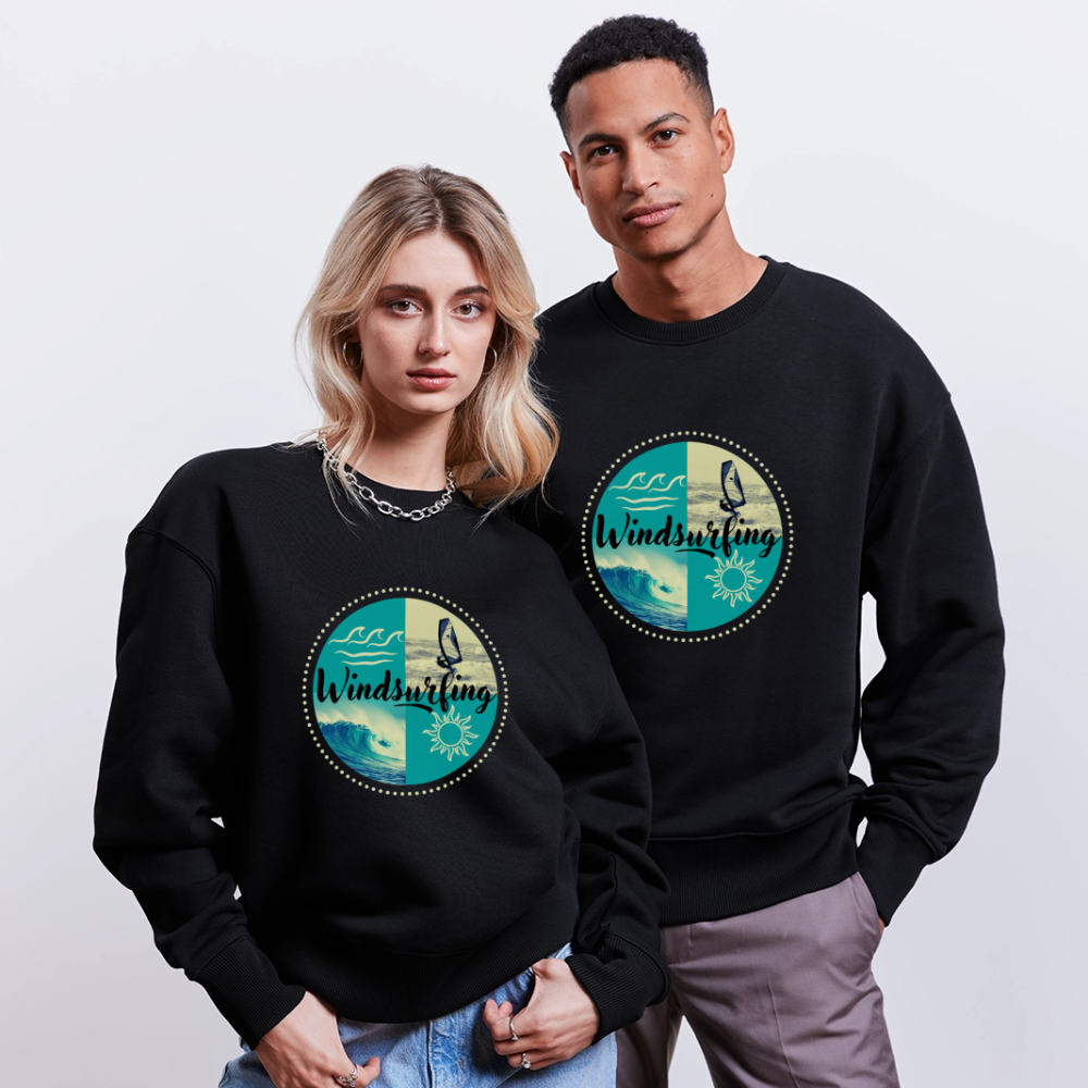 Unisex Oversize Bio Pullover -ocean- - Schwarz