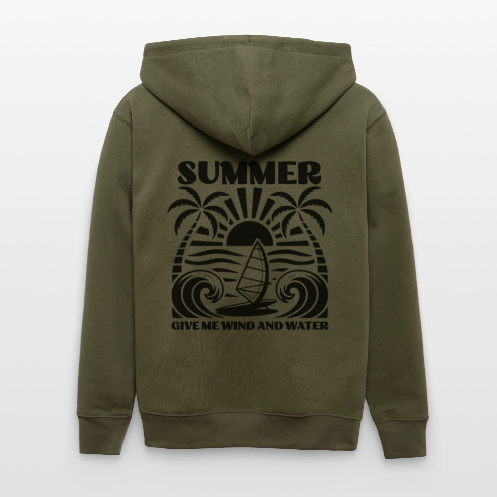 Geschenke Für Windsurfer Kapuzenjacke -give me wind and water- Khaki - Safis Shop